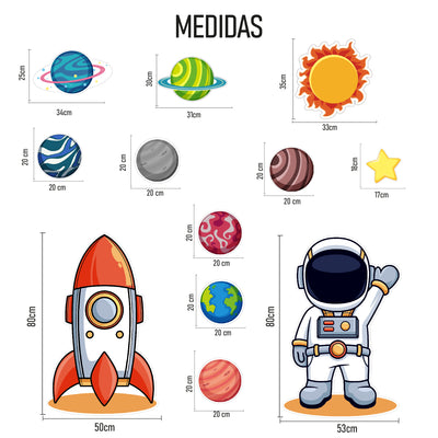 Set de Decoración Espacial en Coroplast – Planetas, Cohete y Astronauta para Fiestas y Habitaciones