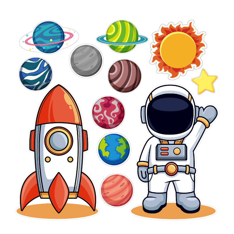 Set de Decoración Espacial en Coroplast – Planetas, Cohete y Astronauta para Fiestas y Habitaciones