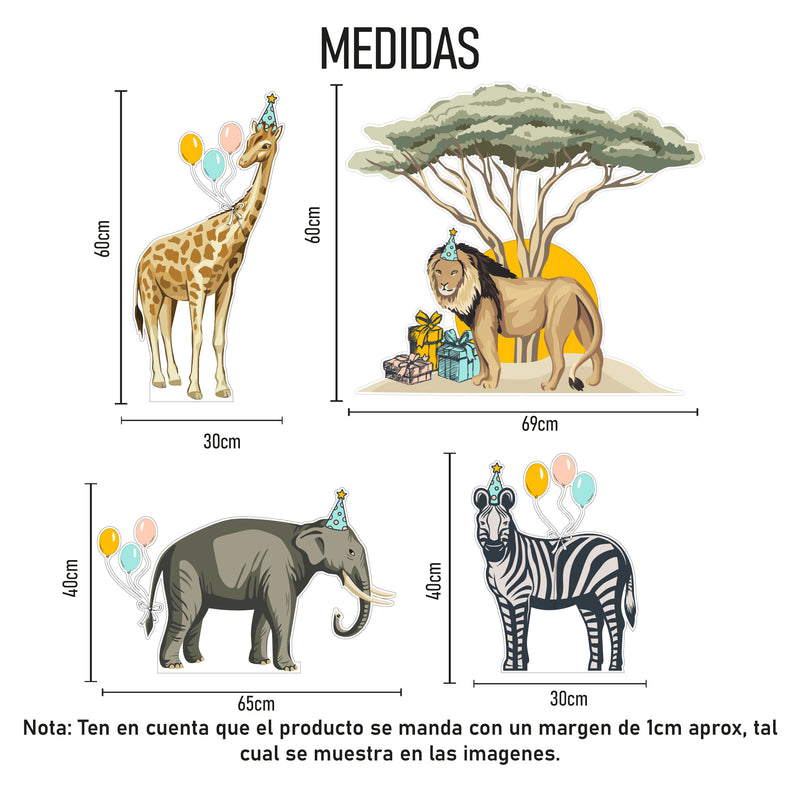 Set de Figuras de Animales de Safari en Coroplast – Decoración Temática para Fiestas y Habitaciones Infantiles