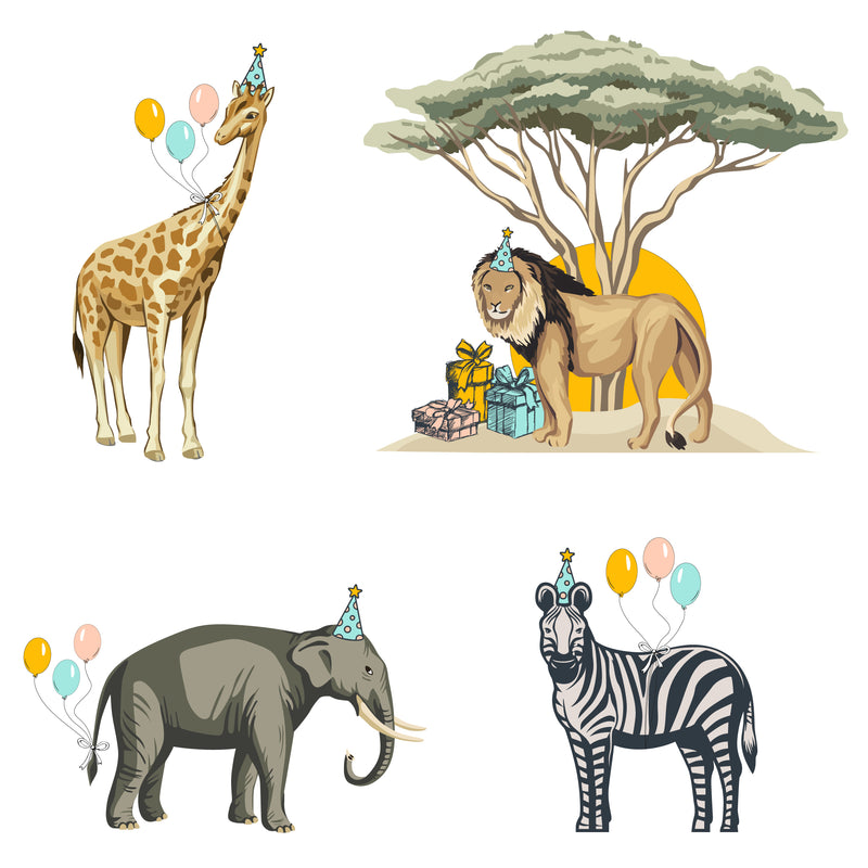 Set de Figuras de Animales de Safari en Coroplast – Decoración Temática para Fiestas y Habitaciones Infantiles