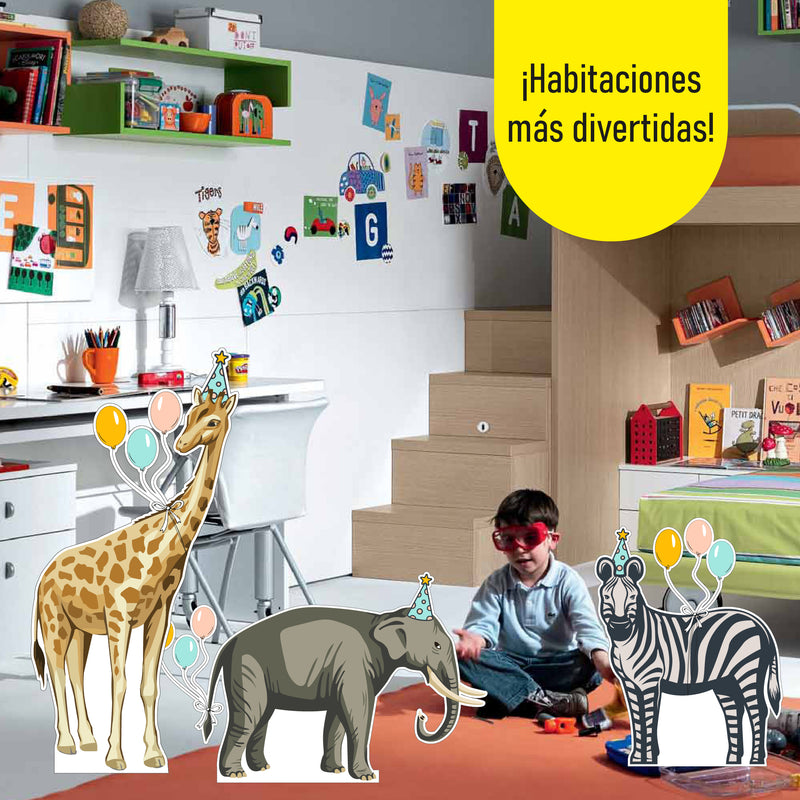 Set de Figuras de Animales de Safari en Coroplast – Decoración Temática para Fiestas y Habitaciones Infantiles